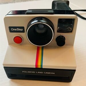 Polaroid One Step Rainbow Stripe Land Camera w/Strap SX-70film Vintage Untested
